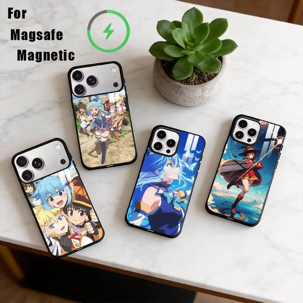 

K-Konosuba Phone Case For iPhone17,16,15,14,13,12,11 Plus,Pro Magnetic For Magsafe Wireless Charging