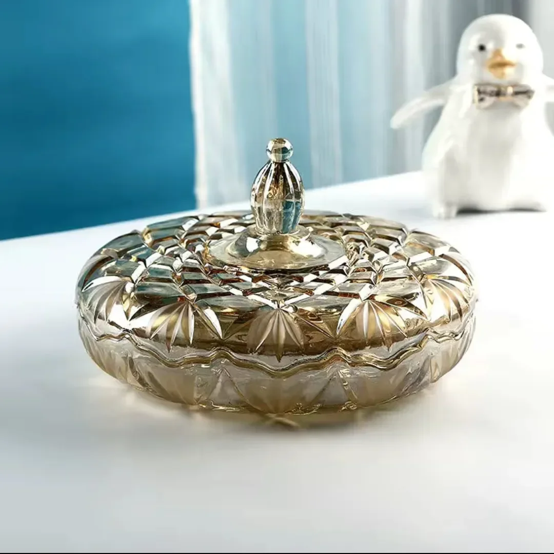 

transparent Acrylic plate fruit basin dry candy dish sugar snack nut peanut food storage can box with Cover plastic trinket tray