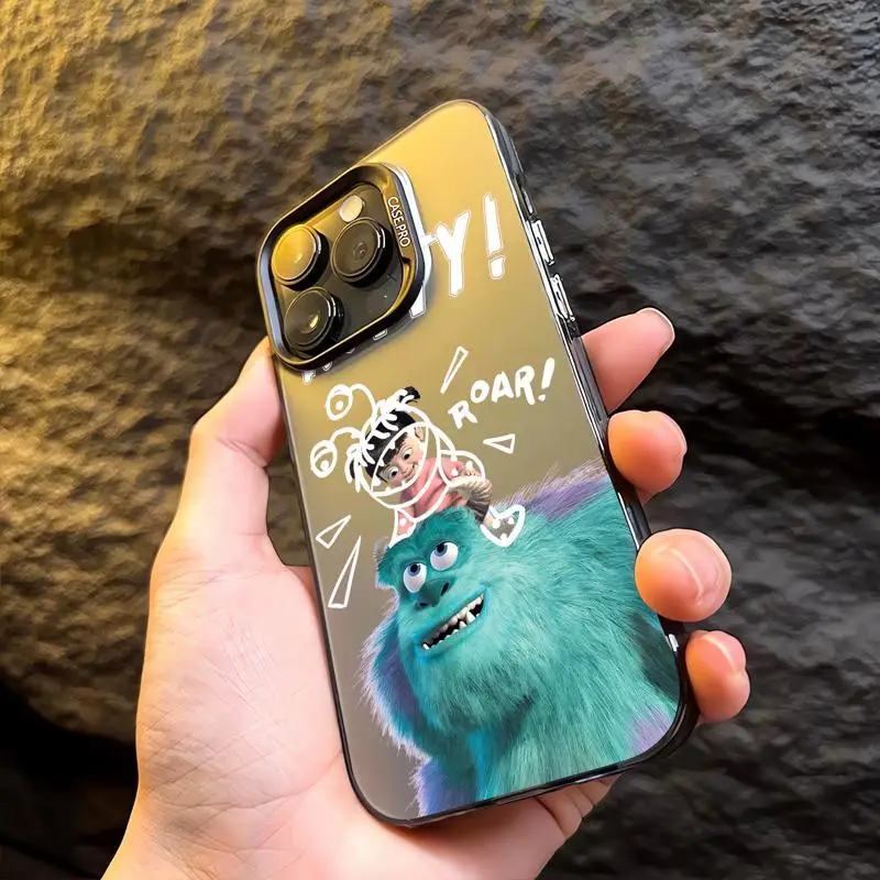 Capa de prata colorida Disney Anime Monsters Inc, iPhone 11, 13, 15, Pro, Max, 12, 14, XR, X, XS