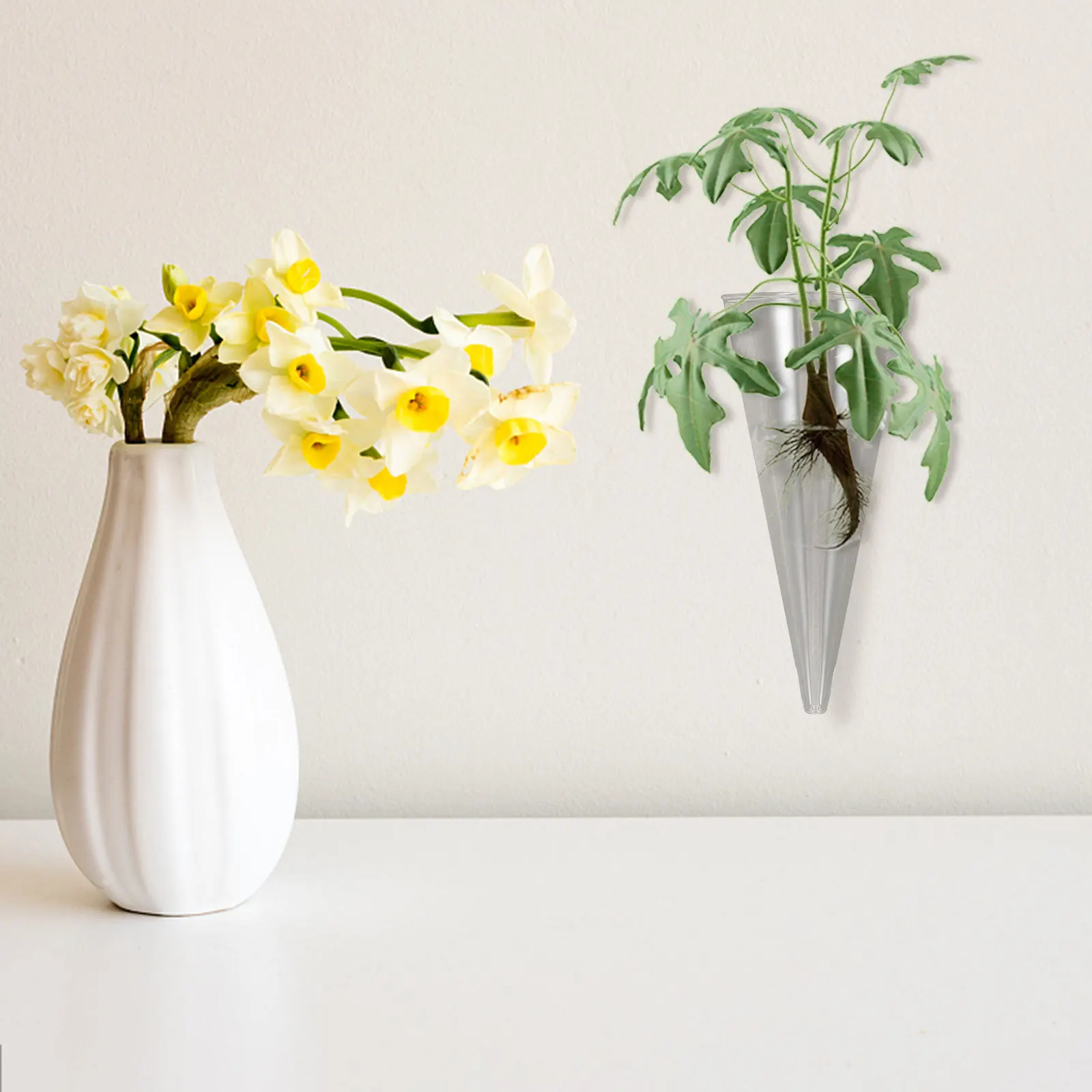 

Indoor Circular Cone Vase Mount Centerpieces Bottle Vases Clear Wall Planter Hanging Decor Decorative