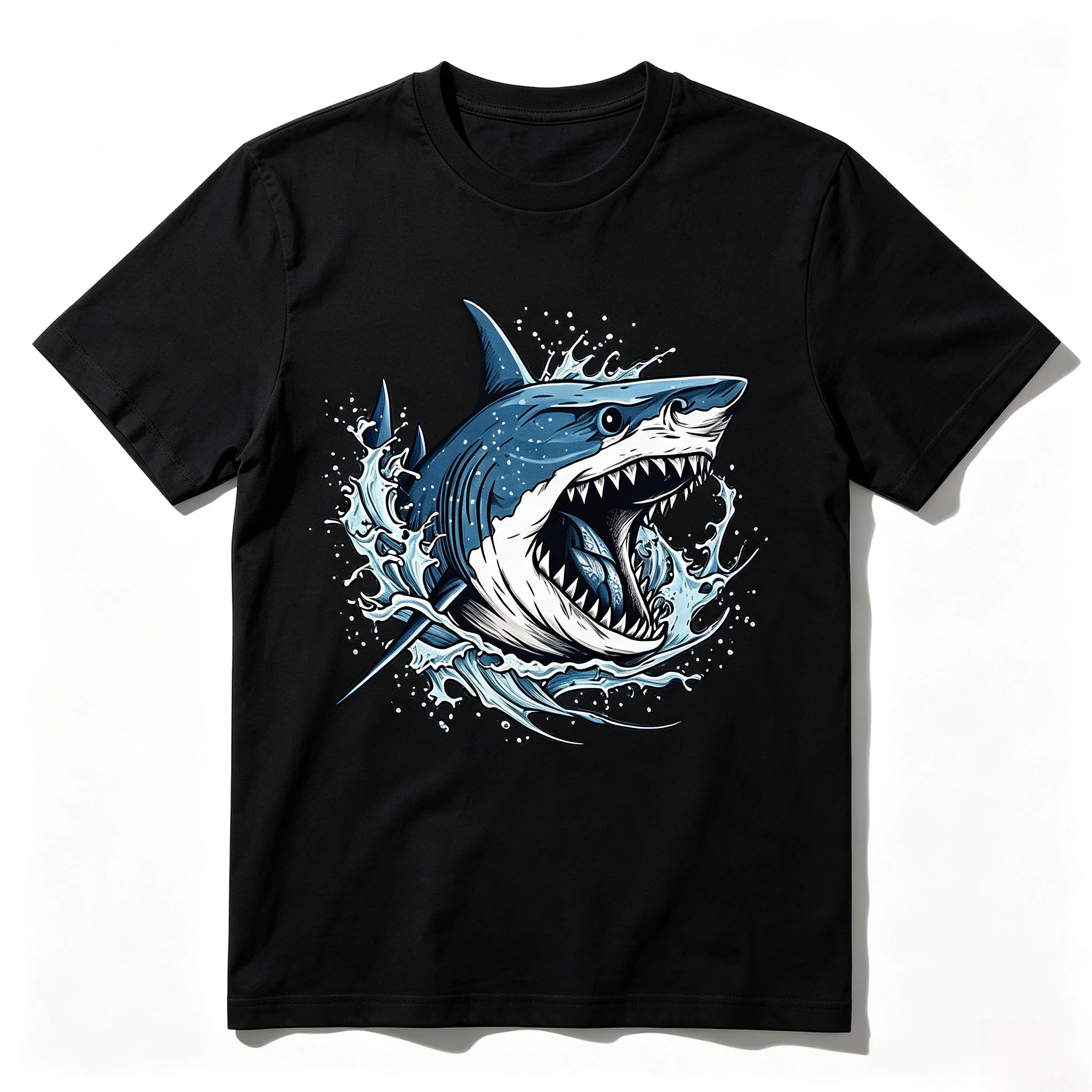 Men Short T-Shirt Realistic Ocean Fish Printed Graphic Tee Deep Sea Grouper Tuna Top for Saltwater Angler Outdoor Casual Wear