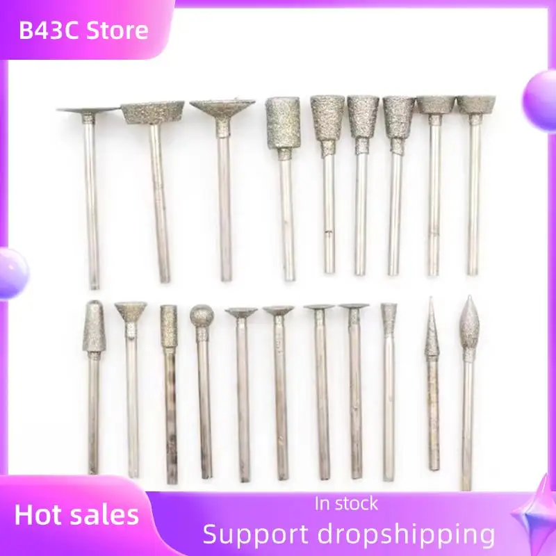 

B14C стекло нефритовый камень алмазная шлифовальная точка заусенцев 3 мм хвостовик 20 шт. гравировка резьба полировка сверло вращающийся инструмент