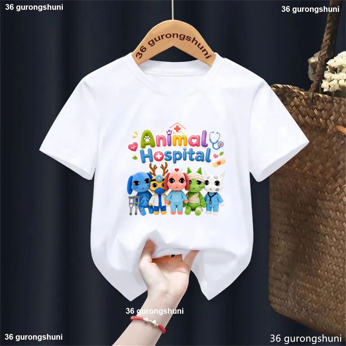 New Animal Hospital Game Cartoon Characters Graphic Print T-shirts Boys/Girls Fashion Short Sleeve Solid Tshirt Tops Clothing