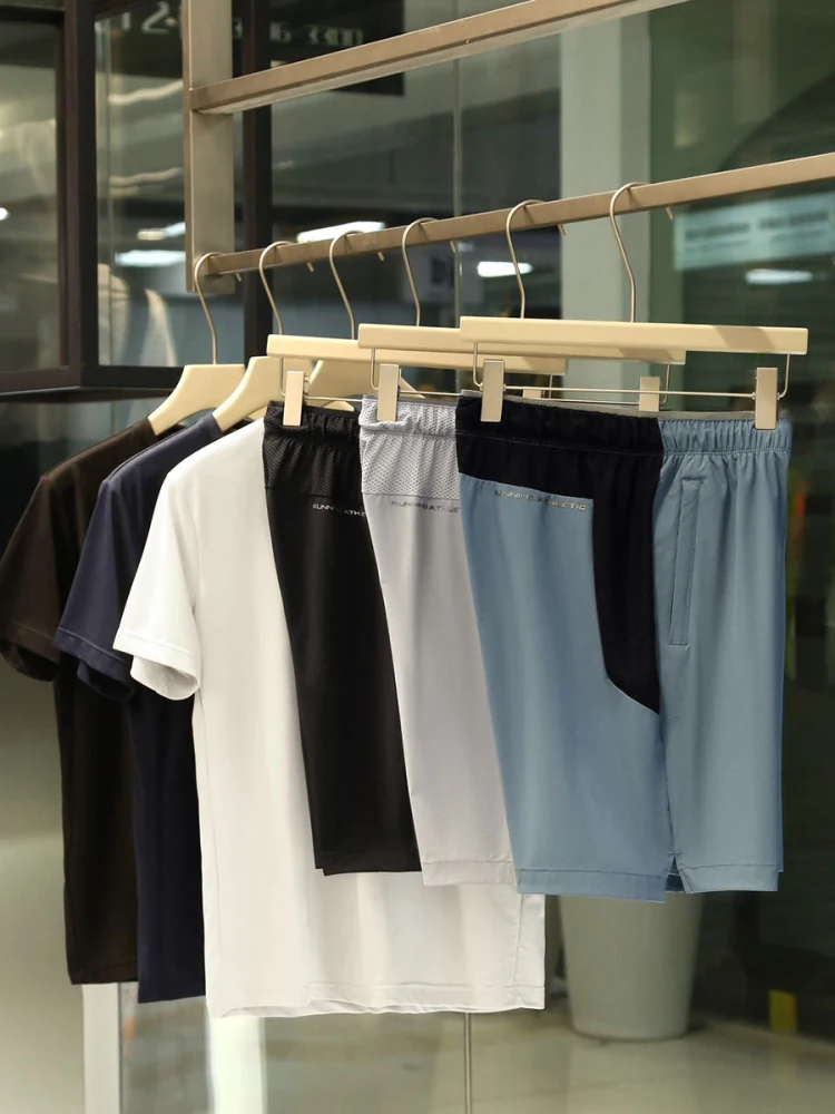 

Мужские спортивные шорты для бега на открытом воздухе, быстросохнущие, дышащие, с охлаждающим эффектом, длиной до колена, модная летняя спортивная одежда