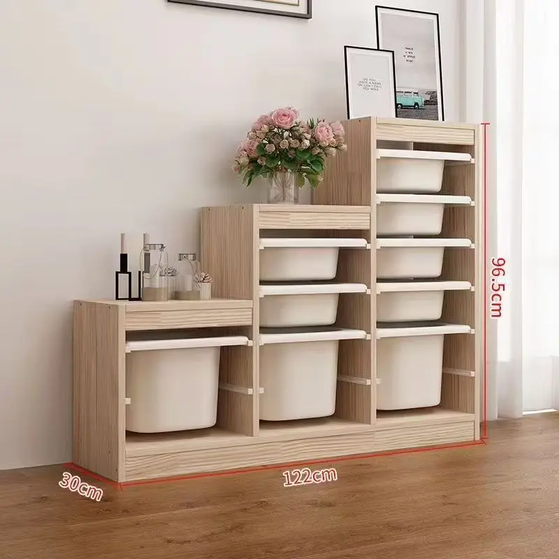 

Children's Room Wooden Furniture Books Organizer Toy Lockers With Plastic Storage Bins for Children