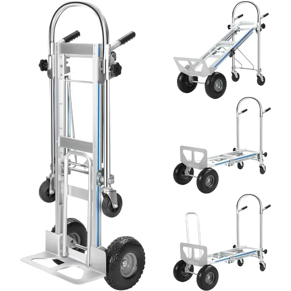 

3 in 1 Aluminum Hand Truck, Folding Hand Truck Dolly Cart with Solid Wheel, 770 lbs. Capacity, Heavy Duty Convertible Hand Truck