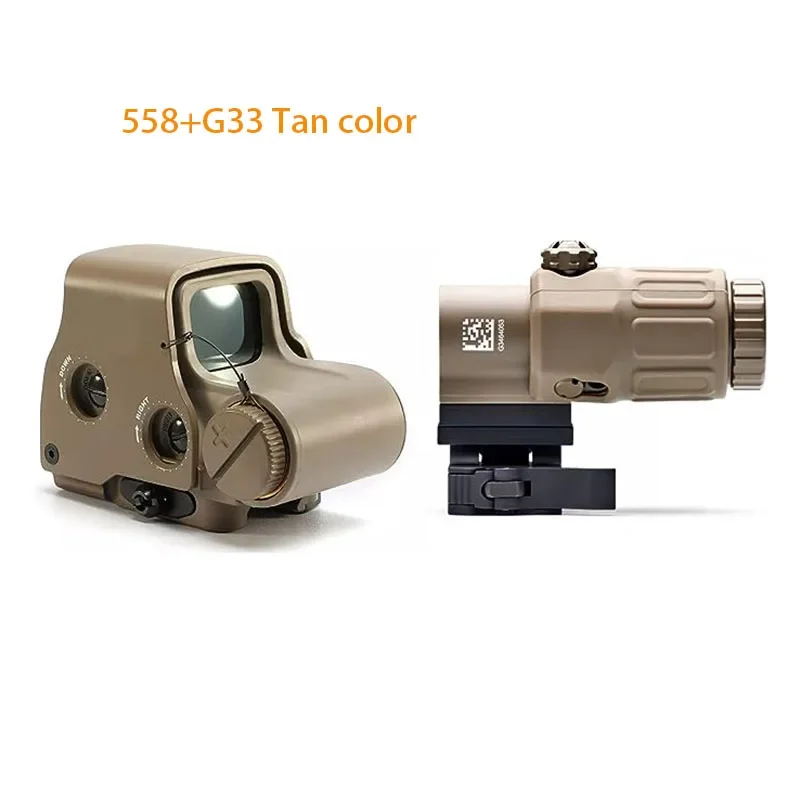 3colors 558 G33 Red Green Dot Holographic Reflex Scope Sight 3X Magnifier Combo Built-in Flip QD Mount Hunting Accessories