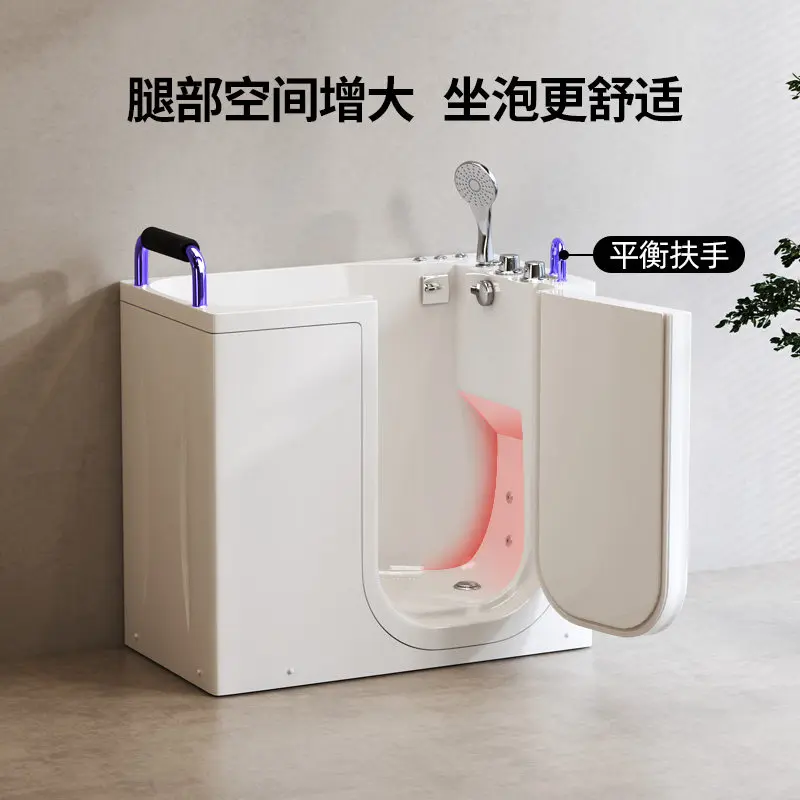 Walk-in elderly side door bathtub household barrier-free sitting deep bubble small apartment massage constant temperature