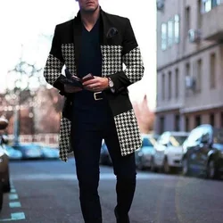 Men's Woolen Coat Autumn Splicing Casual Windbreaker Jackets Male Fashion Overcoat Single Breasted Jaqueta Masculina