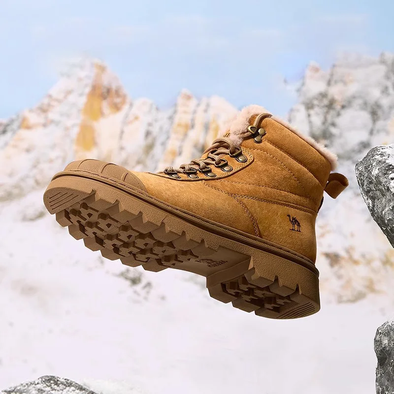 Botas de caminhada GOLDEN CAMEL para homens e mulheres botas de inverno mais veludo quente sapatos de caminhada escalada amortecimento antiderrapante fundo grosso