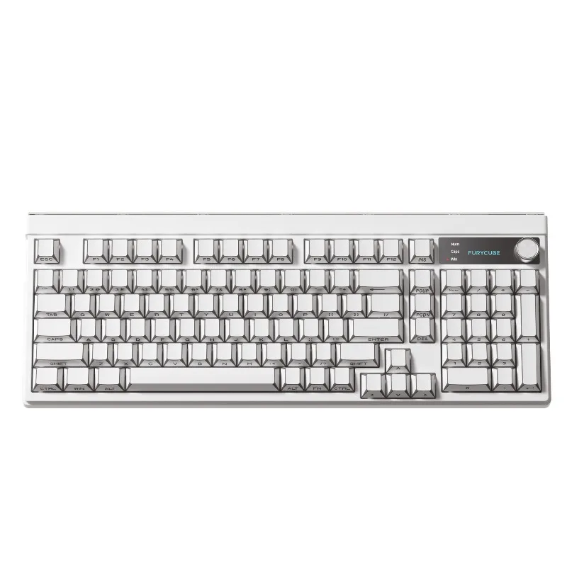 98 Keys FURYCUBE RS98 Membrane KeyboardSide Engraved Keycaps,RGB Light, Volume Knob & Screen, Detachable Type-C Cable for Gamer