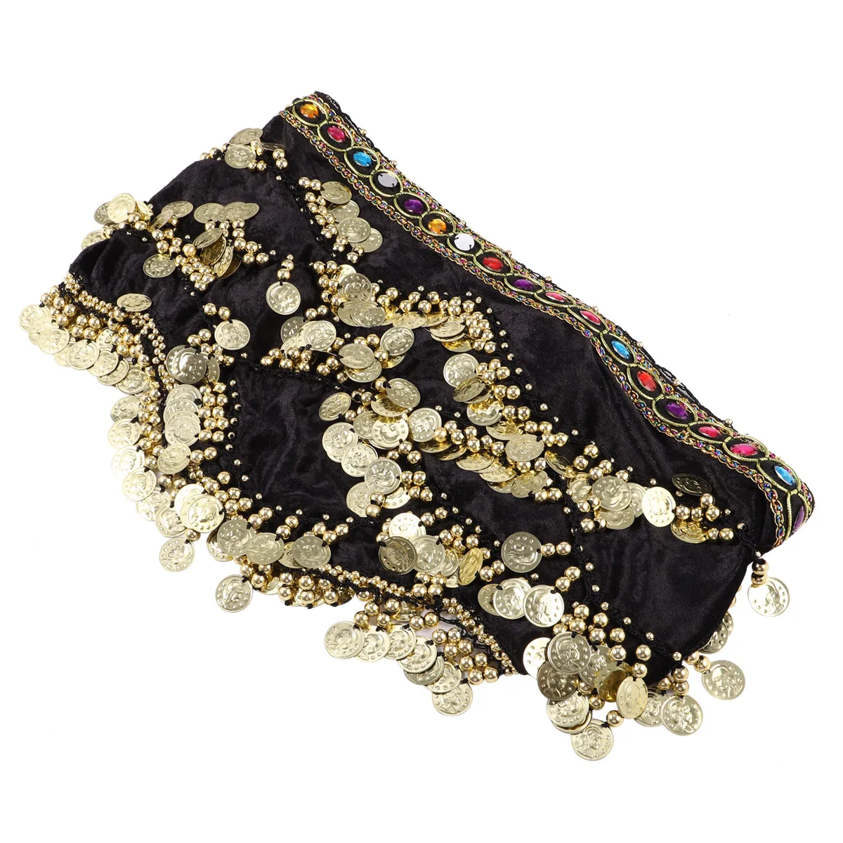 1개 인도 허리 체인 블랙 벨리댄스 벨트 다이아몬드 코인 장식 가벼운 힙 스카프 여성용 스커트 댄스 액세서리