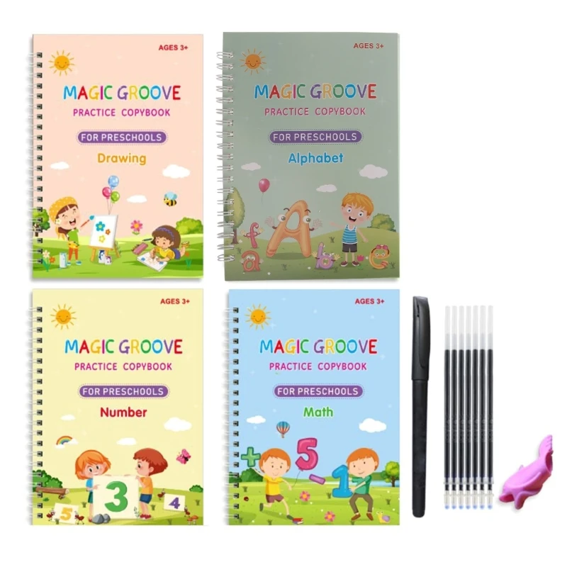 Writing Paste Reusable Copybook for Kids with Auto Fade Pen, for Learning Numbers and