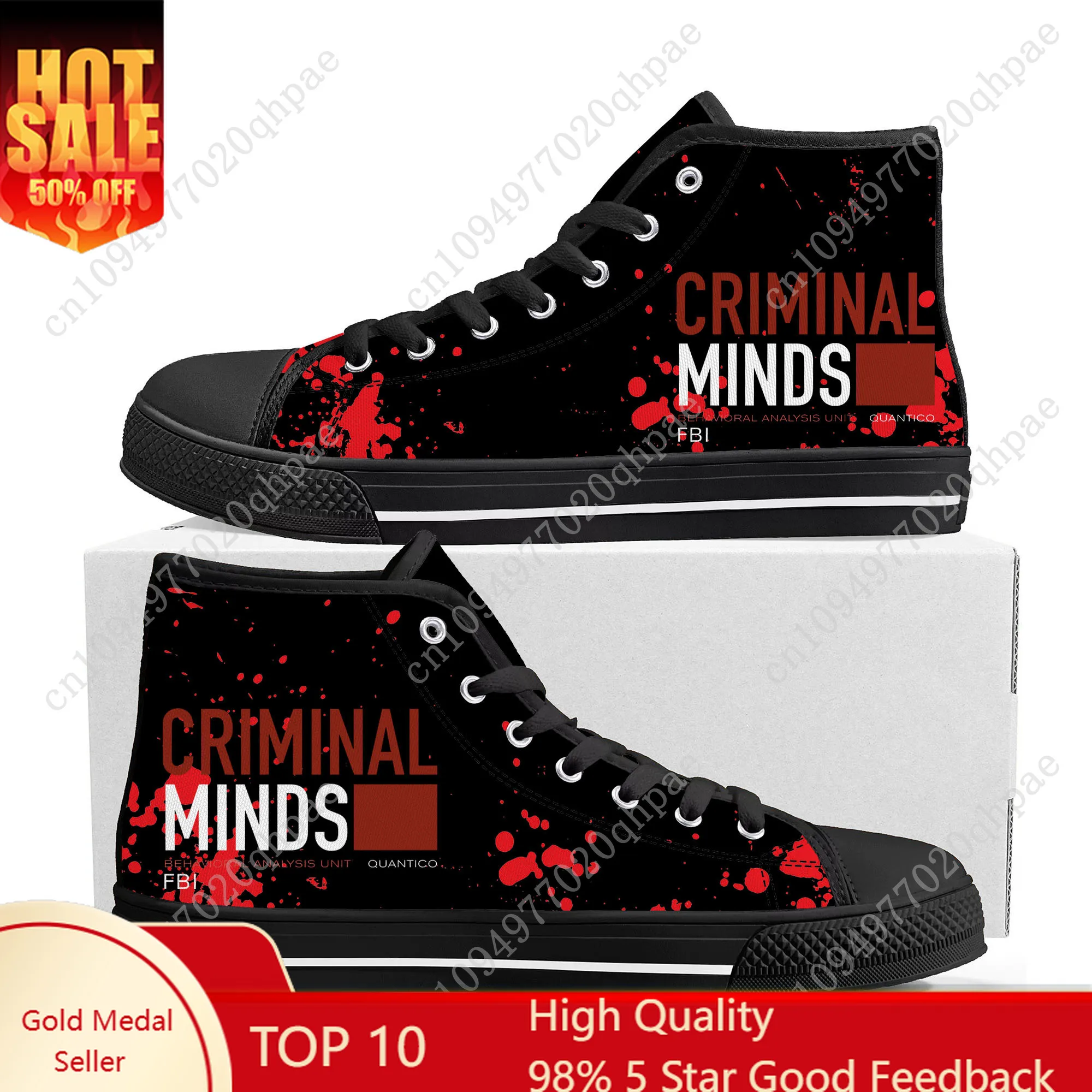 Criminal Minds High Top Sneakers Mens Womens Teenager High Quality Canvas Sneaker 3D Print Casual Couple Shoes Personalized Shoe