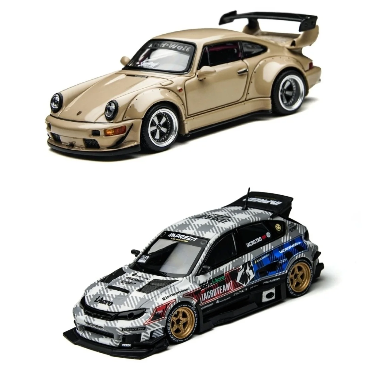 

TIMEMICRO TM × PSC DESIGN 1:64 Коллекционная модель автомобиля Porsche RWB 964 бежевого цвета из литого сплава, подарок
