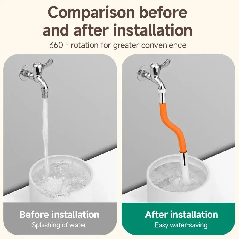 Tube for Bathroom Wash Basin Kitchen Faucet Extension Extender Universal 360° Rotating Silicone Flexible Hose Water Tap Pipe