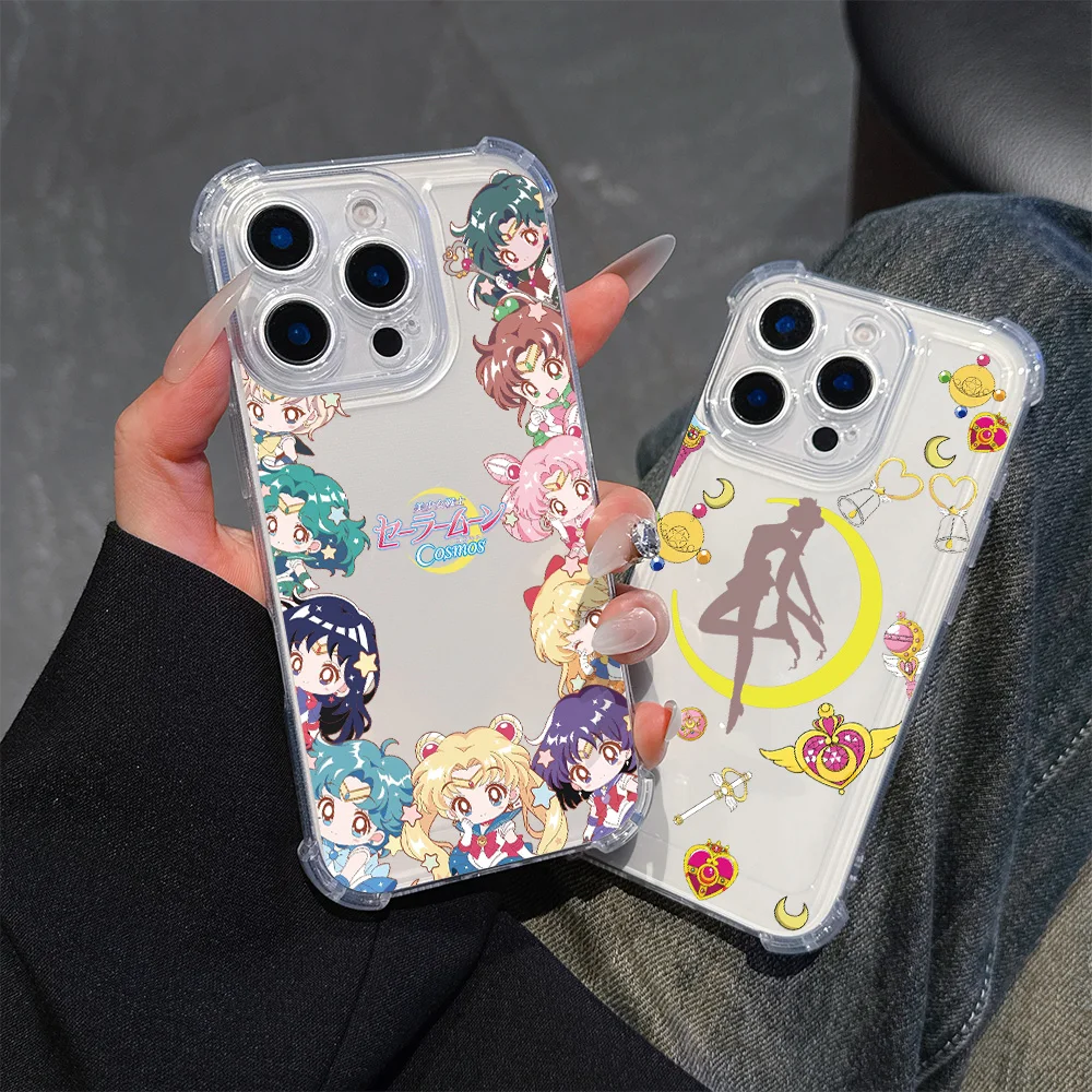 Cute Anime S-Sailors Moons Phone Case for Samsung NOTE 20 S25 S24 S23 S22 S21 S20 FE Plus Ultra 5G Transparent Shockproof Cover