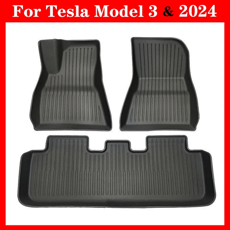 

New For Tesla Model 3 Highland Foot Pads 2024 Car Accessories TPE Waterproof Car Floor Mats