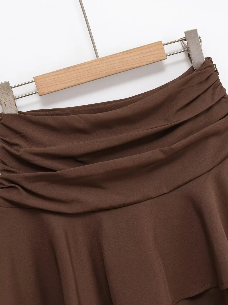 ETJ 2025 Damen Sommer Neu Sexy Mode Hot Girl Style Flauschige Stufenverzierung Mittelhoch Sitzender Kurzer Rock-Hosenrock – Detail 30