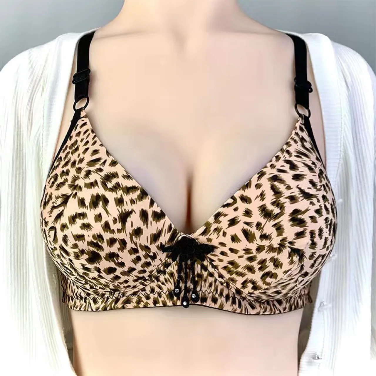 Women Leopard Wireless Bar Gathering Push Up Lingerie Casual Daily Underwear Elegant Ladies Bralette