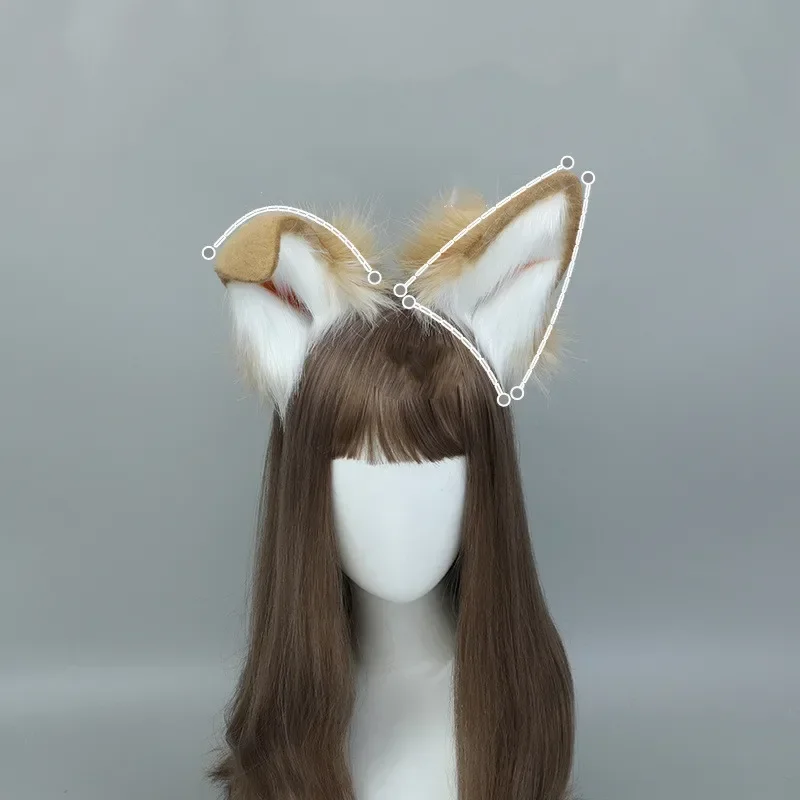 Hiasan Kepala Simulasi Anime Shiba Inu Coklat Baru Aksesori Halloween Cosplay Kustom Simpai Rambut Rubah Kucing Telinga Serigala Ekor Binatang MN1