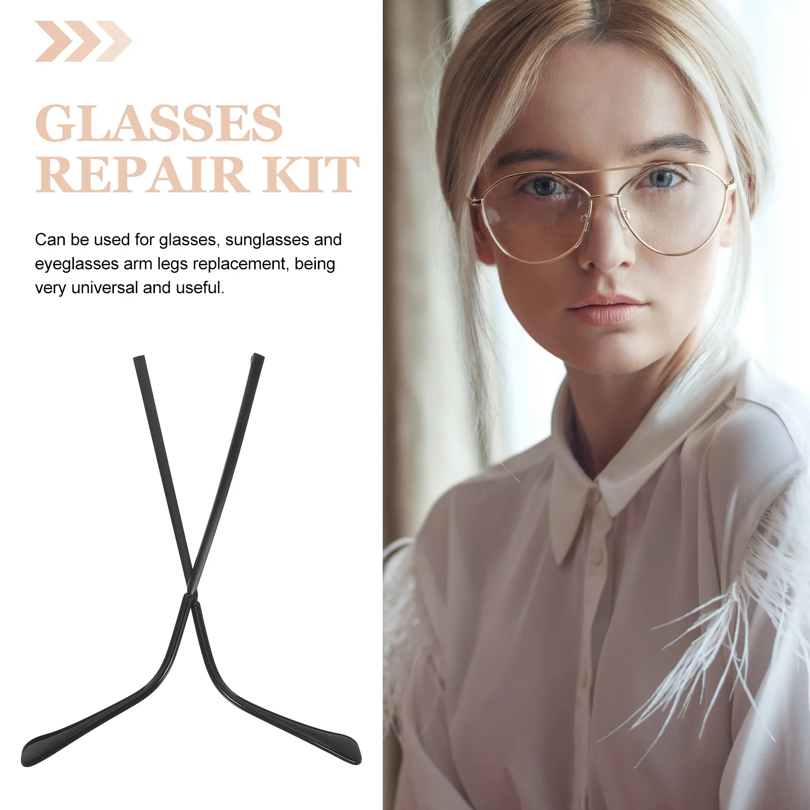 

1Pair Glasses Arm Replacement Metal Arms for Glasses Universal Eyeglasses Replacement Temple Non Slip Design Eyeglasses Arms