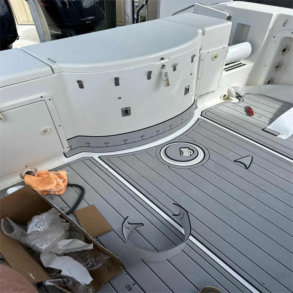 STLF 2007 Triton 2486 WA Swim Platform Cockpit Pad Boat EVA Foam Faux Teak Deck Floor Mat SeaDek Gatorstep Style Self Adhesive