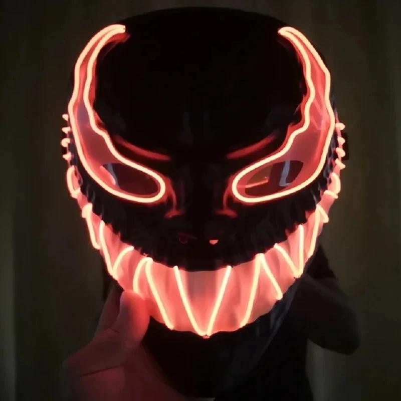 Superhero Design Luminous Led Neon Cosplay Venom Movie Mask Halloween Horror Glowing Masquerade Carnival Party Costume Decoratio