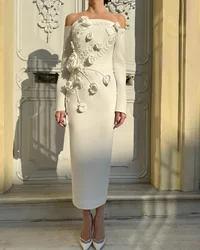 Customized Chinese Style Jersey Pattern Sequined Flower Straight Off-the-shoulder Midi Dresses Bespoke Occasion