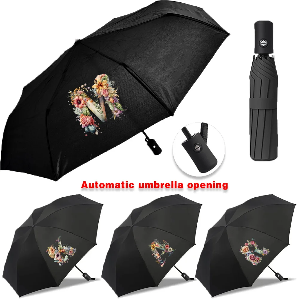 Sun Rain Umbrellas Collapsible UV Fully Automatic Protection Increased Thickness Windproof Compact Travel Essentials Floral