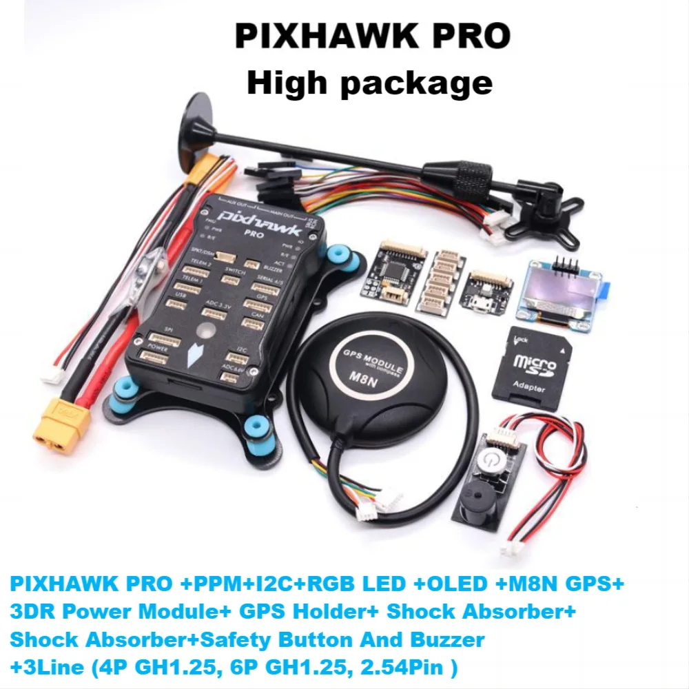 

Контроллер полета Pixhawk PRO + I2C + PPM + RGB + OLED + кронштейн + высококачественный комплект M8N + модуль питания