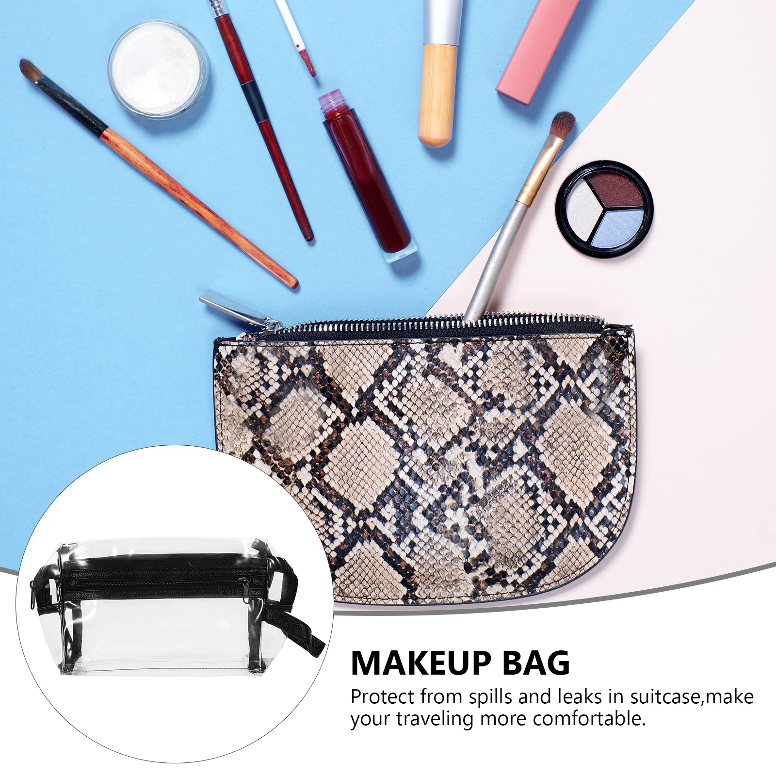 Borsa trasparente Custodia per trucco Custodia per cosmetici da viaggio Prodotti e trasparente