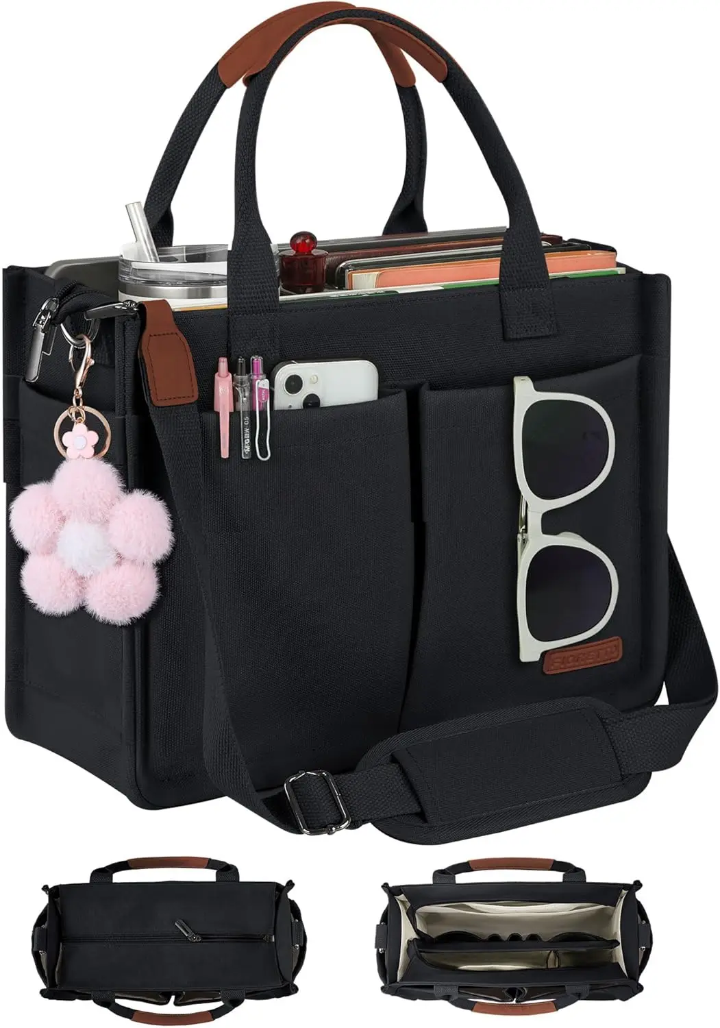 

Женская холщовая сумка-тоут с застежкой-молнией, усиленным дном и креплением для крепления к багажу для путешествий и повседневного использования