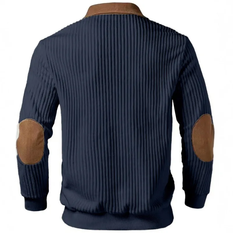 

A New Knitted Sweater Lapel Stitching and Embroidery Casual Commuting Sporty Autumn Winter Zipper Sweatshirt Europe and America