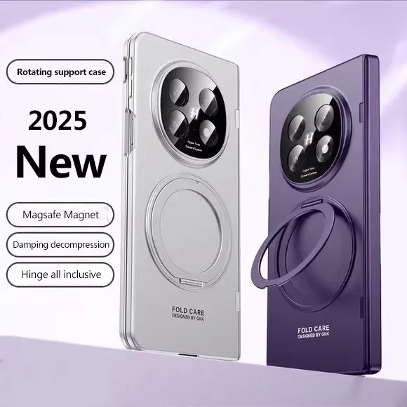 

Skin-friendly Matte Rotating Bracket Case For OPPO Find N5 FindN5 5G Magnetic Folding Hinge Protective Cover With Tempered Film