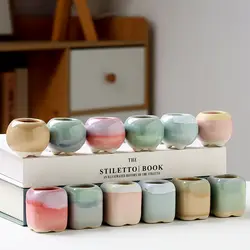 Creative Painting Thumb Flowerpot，Mini Ceramics Fowerpot Succulent Plant Flowerpot Home Garden Bonsai Potted Flower Pot