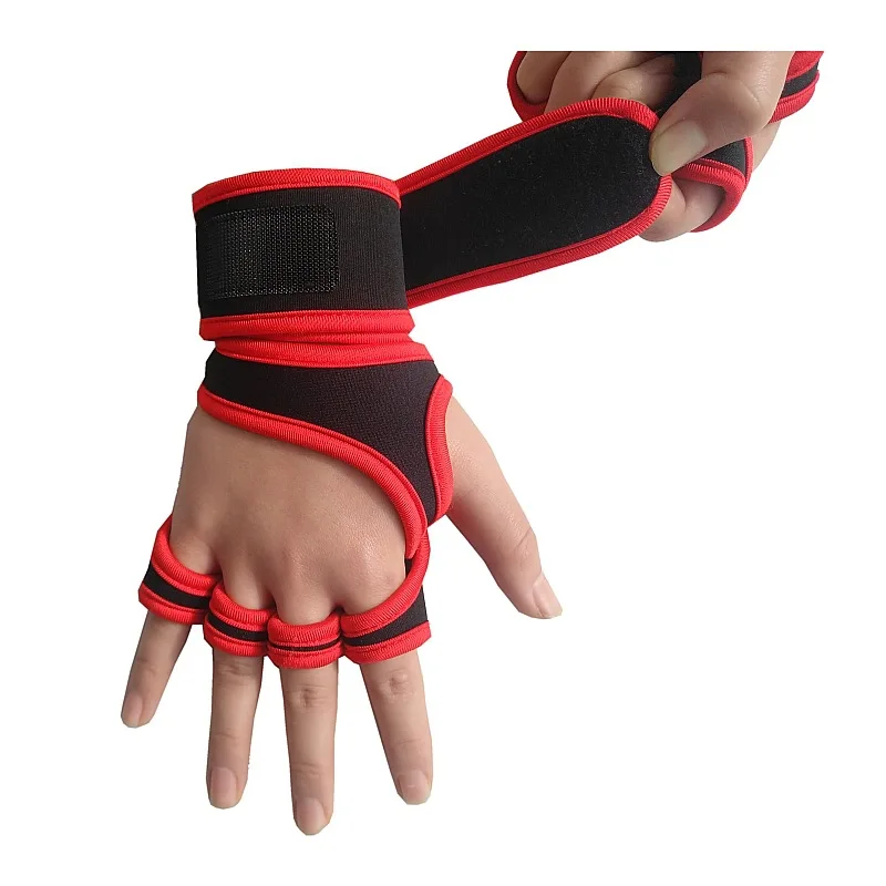 LOGOFitness Gloves Wrist Guards Grasping Silicone Protection Anti-calluse Protection Palm Half Finger Weight Lifting Gloves