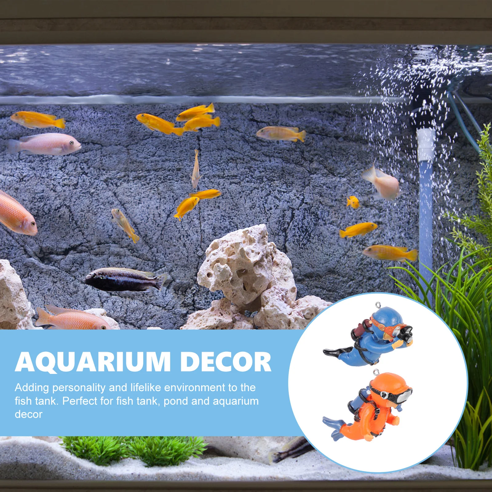 

2pcs Resin Floating Ornaments Fish Tank Decor Accessories Simulation Diver Aquarium Floating Diver Decor Fish Tank Ornaments