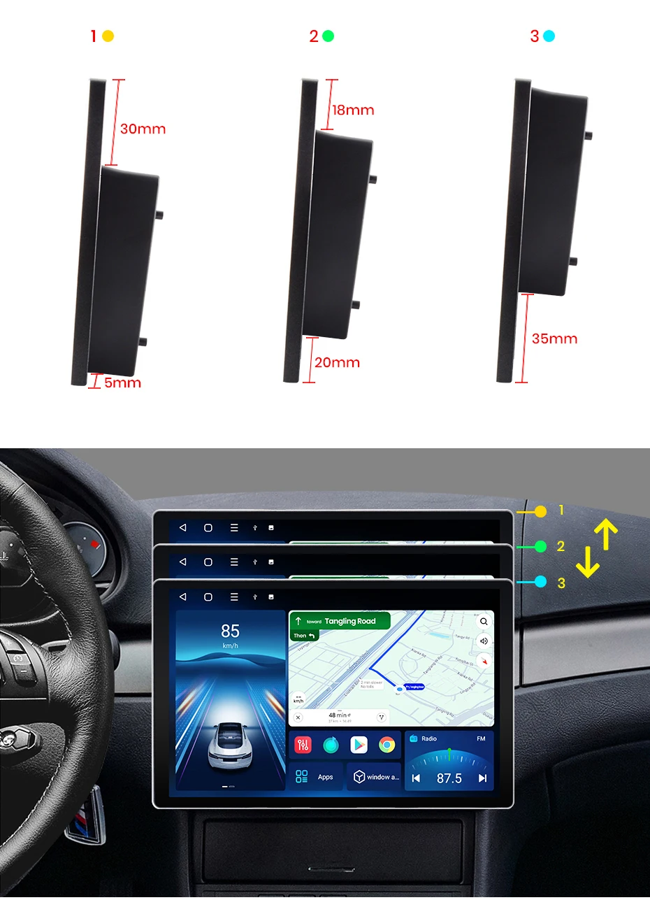 Junsun 11,5 Zoll QLED Touchscreen Universal-Autoradio, kabellos, für Apple CarPlay, Android Auto, Stereo-Multimedia-Videoplayer, intelligente Fahrzeugsysteme, 2-DIN-Autoradio, Head Unit, GPS-Navigation, BT, 4G, WLAN, 8-Kern-Prozessor, FM, AM, DSP, RDS, SWC, DAB – Detail 27