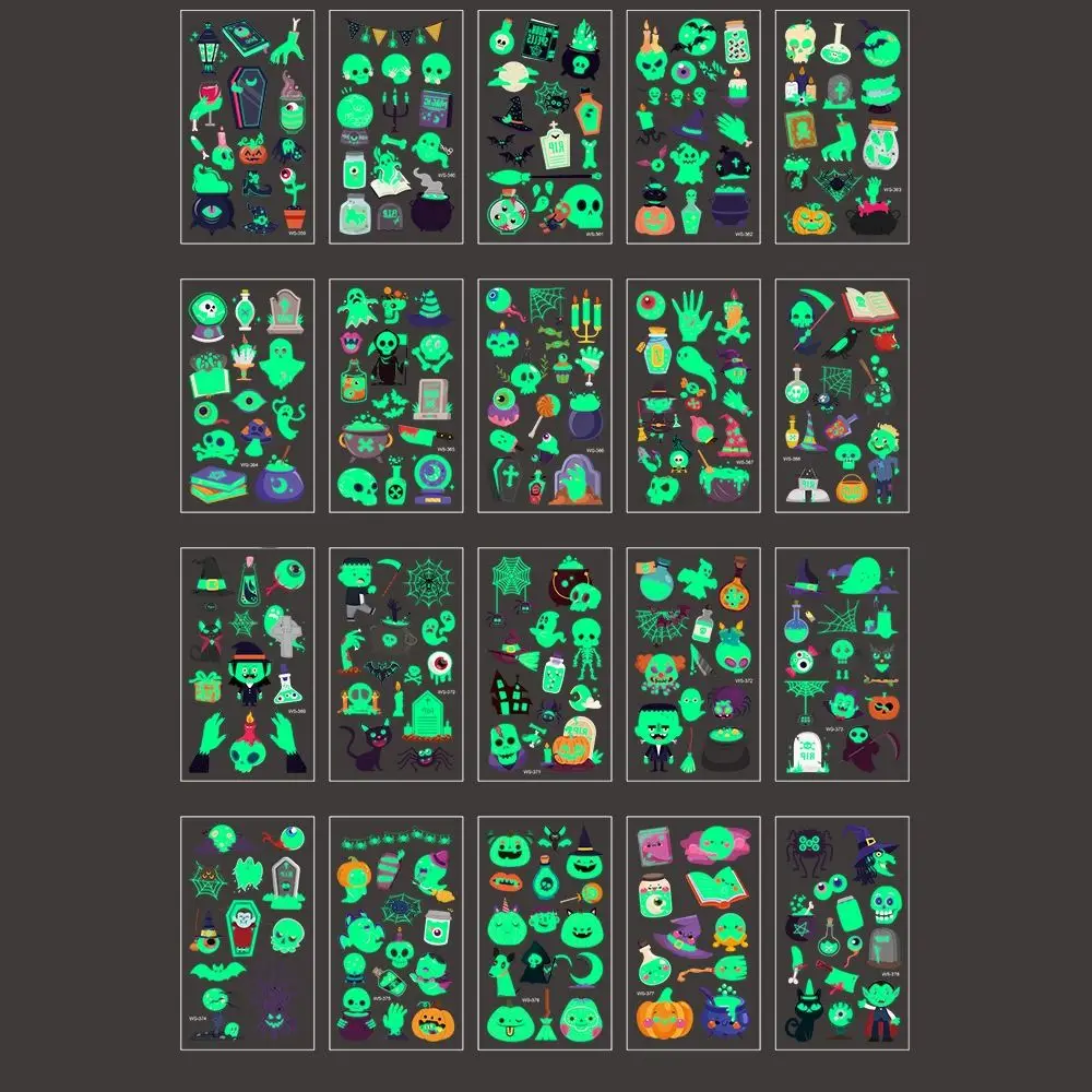 

Cartoon Luminous Tattoo Stickers Glow in The Dark Waterproof Christmas Tattoo Stickers DIY Decorations Halloween Fake Tatoo