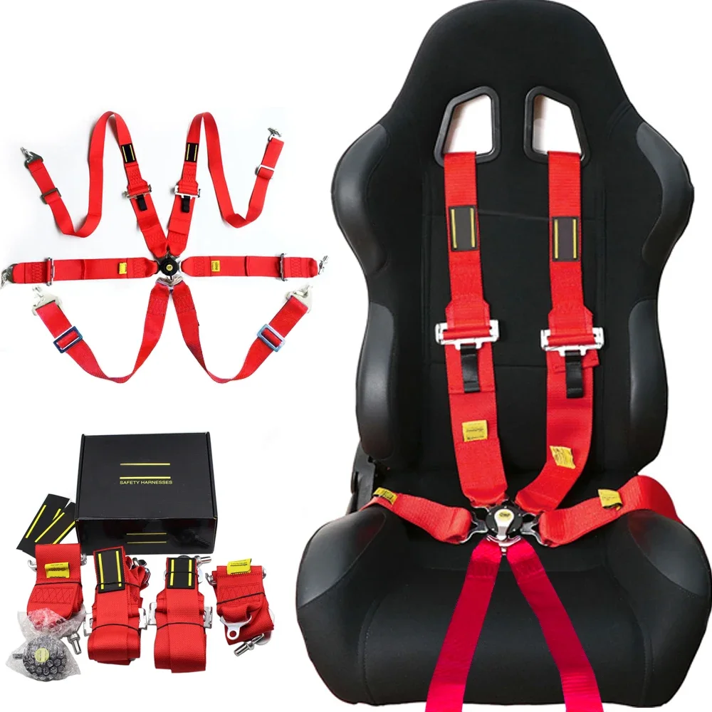 Racing Safety Harness Universal 3 Inch Snap-In Camlock Quick Release Car Seat Belt OM* logo 4 5 6 Point Adjustable Harness Strap