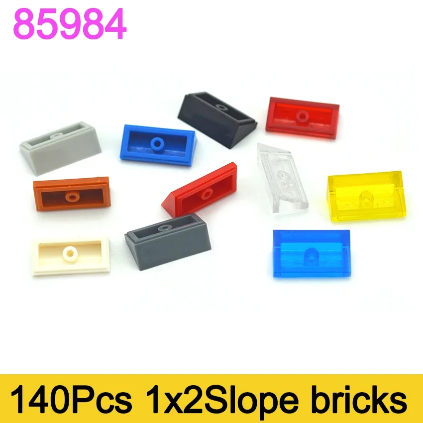 140Pcs DIY Building Blocks Smooth Bevel Bricks 1x2 Slope Educational Creative Size Parts Compatible With 85984 Particles Kid Toy