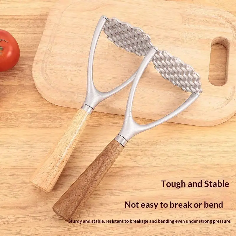 Manual Potato Masher Aluminum Potato Ricer Kitchen Vegetable Masher With Wood Handle Fruit Garlic Food Crusher Kitchen Gadgets