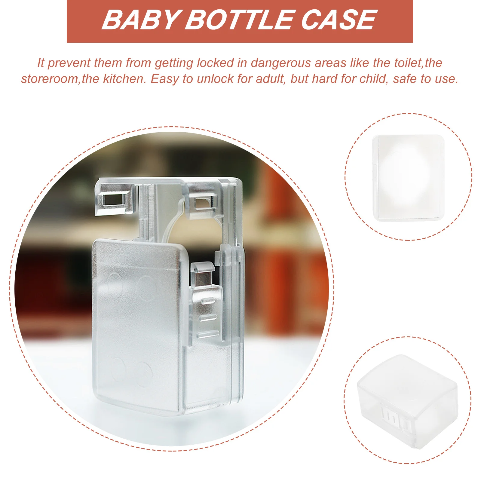 2 قطعة غطاء أمان الباب المضاد للقفل شفاف Abs غطاء قفل مقاوم للمطبخ المرحاض غرفة تخزين مقبض الباب يغطي المنزل