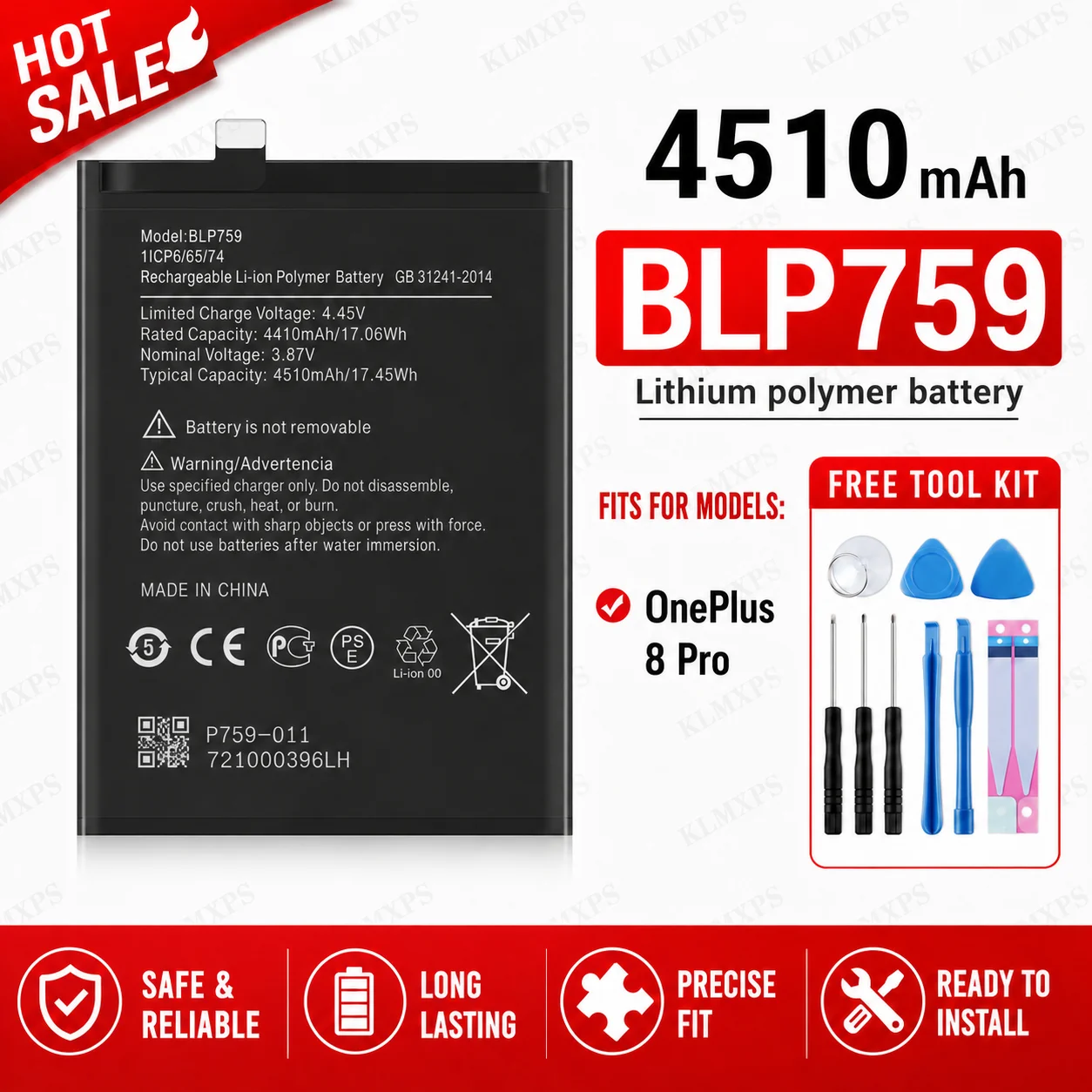 Replacement Battery BLP801 BLP761 BLP759 BLP745 BLP743 BLP699 BLP685 For OnePlus 9R 8T 8/8 Pro 7T/7T Pro 7/7 Pro 6T A6010