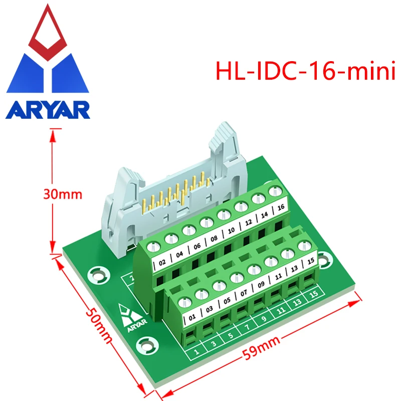 IDC16 Male Turn Terminal Block Breakout Board IDC16 Connector DIN Rail Mounting 2row C45 35mm