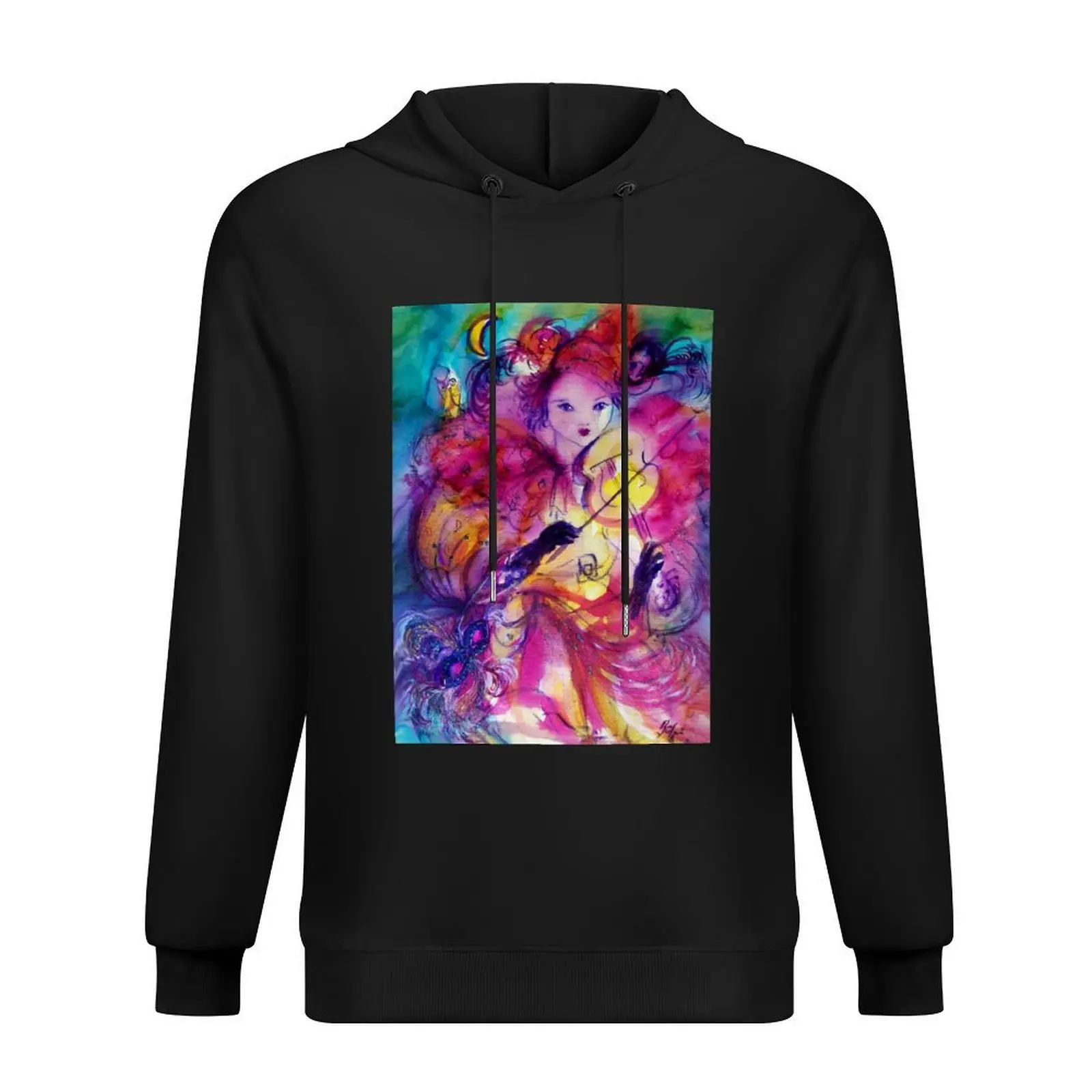 

MASQUERADE NIGHT VIOLINIST WITH OWL Carnival Musician in Pink Costume Hoodie graphic t shirts men men hoodie