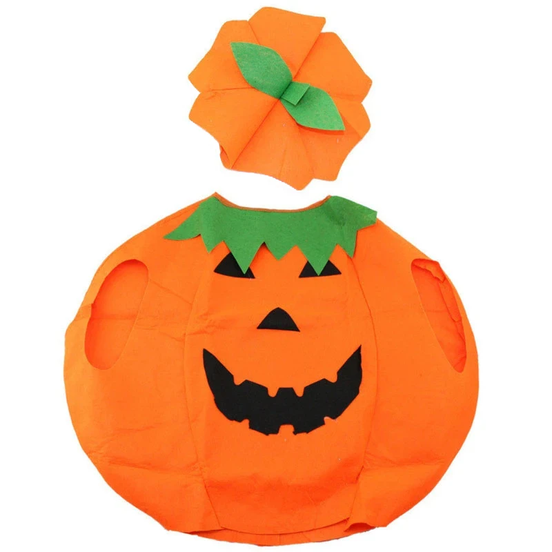 Halloween Party Pumpkin Costume with Hat Handbag Ghost Pumpkin Witch Trick or Treat Candy Bag for Children Adult Cosplay Suits