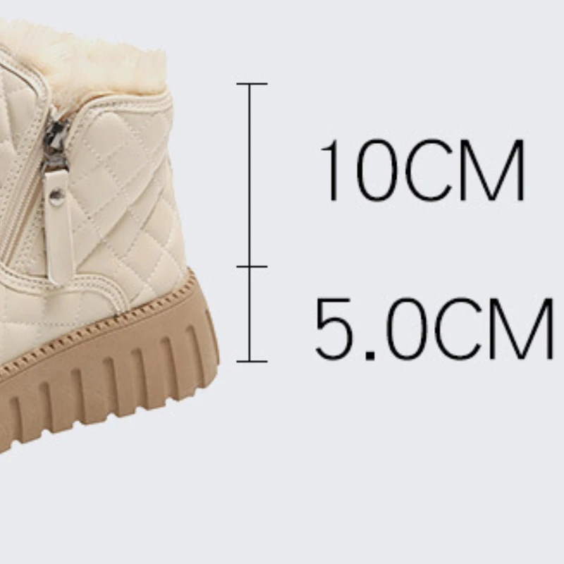 Female High-top Snow Boots Winter Korean Style Warm Casual Flats Thick Bottom Side Zip Cotton Shoes Botas Plataforma Mujer