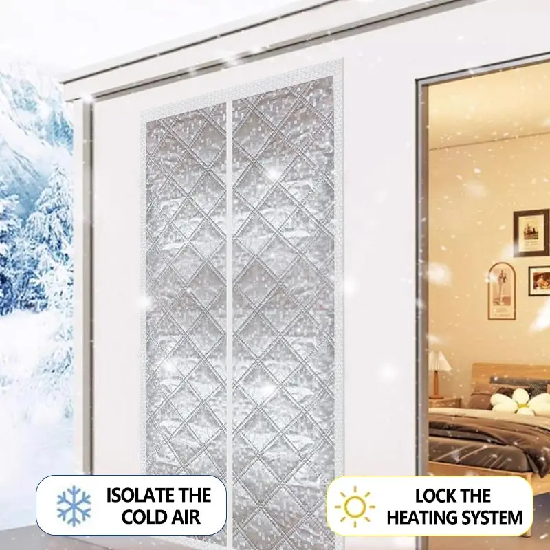 Winter selbstklebender magnetischer Clip aus Baumwolle, winddichter Türvorhang, Verdunkelungsschild für Schlafzimmer und Küche, Privatsphäre, kostenlose Installation